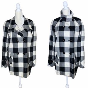 Anne Klein Buffalo Check Plaid Black and Cream Wool Jacket 1X